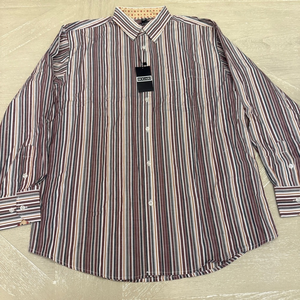 Brown and Tan Casual Button Down Shirt with Classic Collar